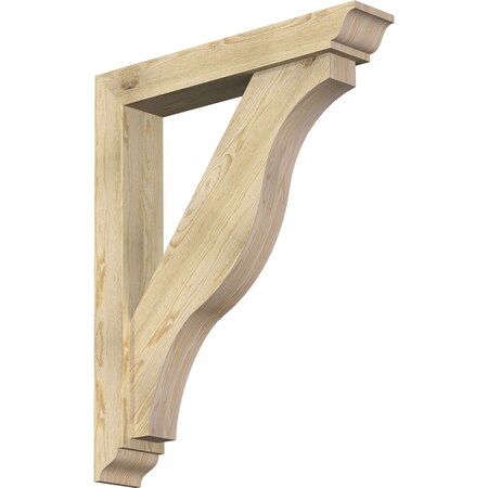 Ekena Millwork Funston Traditional Rough Sawn Bracket w/ Offset Brace, Douglas Fir, 6"W x 34"D x 42"H BKT0604X34X42FST01RDF